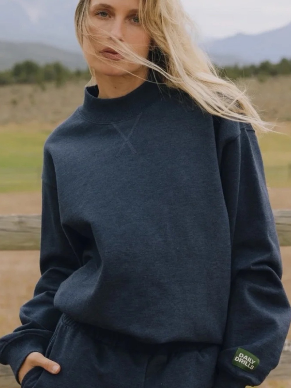 Daily Drills Woman's  Blue Crewneck Sweatshirt